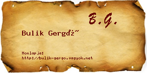 Bulik Gergő névjegykártya